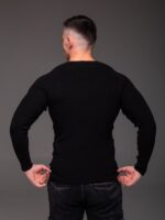 Мужской Классический Черный Свитер Приталенного Кроя