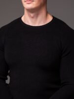 Мужской Классический Черный Свитер Приталенного Кроя