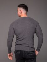 Мужской Классический Темно-Серый Свитер Приталенного Кроя
