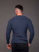 Мужской Классический Темно-Синий Свитер Приталенного Кроя