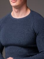 Мужской Классический Темно-Синий Свитер Приталенного Кроя