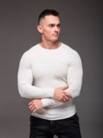 Мужской Классический Белый Свитер Приталенного Кроя