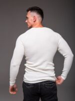 Мужской Классический Белый Свитер Приталенного Кроя