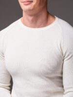 Мужской Классический Белый Свитер Приталенного Кроя