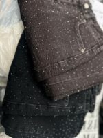 Женские Широкие Черные Джинсы Багги с Камнями Стразами