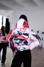 Женский Утепленный Белый Анорак Принтованный