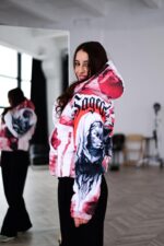 Женский Утепленный Белый Анорак Принтованный