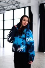 Женский Утепленный Синий Анорак Принтованный