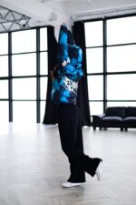 Женский Утепленный Синий Анорак Принтованный