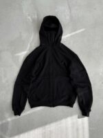 Мужское Черное Зип Худи Оверсайз на Молнии - Кофта Зипка с Вшитой Балаклавой