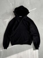 Мужское Черное Зип Худи Оверсайз на Молнии - Кофта Зипка с Вшитой Балаклавой