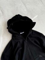 Мужское Черное Зип Худи Оверсайз на Молнии - Кофта Зипка с Вшитой Балаклавой