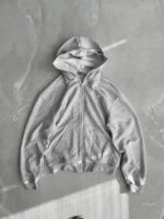 Мужское Зип Худи Серое Меланж Оверсайз на Молнии - Кофта Зипка с Вшитой Балаклавой