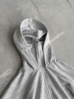 Мужское Зип Худи Серое Меланж Оверсайз на Молнии - Кофта Зипка с Вшитой Балаклавой