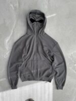 Мужское Темно-Серое Зип Худи Оверсайз на Молнии - Кофта Зипка с Вшитой Балаклавой