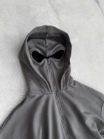 Мужское Темно-Серое Зип Худи Оверсайз на Молнии - Кофта Зипка с Вшитой Балаклавой