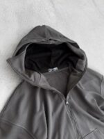 Мужское Темно-Серое Зип Худи Оверсайз на Молнии - Кофта Зипка с Вшитой Балаклавой