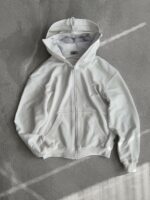 Мужское Белое Зип Худи Оверсайз на Молнии - Кофта Зипка с Вшитой Балаклавой