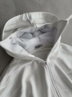 Мужское Белое Зип Худи Оверсайз на Молнии - Кофта Зипка с Вшитой Балаклавой