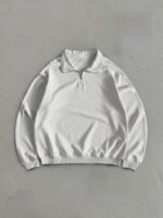 Мужская Базовая Белая Кофта Свитшот с Высоким Горлом на Змейке