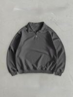 Мужская Базовая Темно-Серая Кофта Свитшот с Высоким Горлом на Змейке