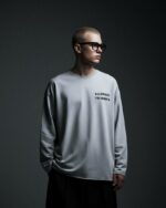 Мужской Хлопковый Серый Свитшот Петля Оверсайз с Надписью