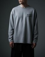 Мужской Хлопковый Серый Свитшот Петля Оверсайз с Надписью