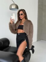 Женская Черная Джинсовая Юбка Мини со Змейкой Сбоку