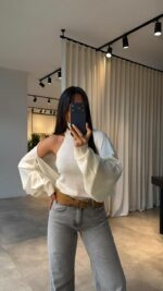 Женская Базовая Белая Кофта Болеро + Топ без Рукавов с Открытой Спиной