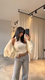 Женская Базовая Белая Кофта Болеро + Топ без Рукавов с Открытой Спиной