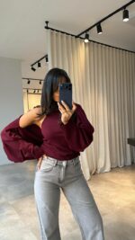 Женская Базовая Бордовая Кофта Болеро + Топ без Рукавов с Открытой Спиной