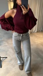 Женская Базовая Бордовая Кофта Болеро + Топ без Рукавов с Открытой Спиной