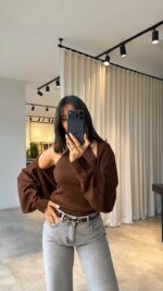 Женская Базовая Коричневая Кофта Болеро + Топ без Рукавов с Открытой Спиной