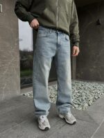 Мужские Джинсы Baggy Fit Голубые с Грязным Эффектом - Свободные Широкие Багги