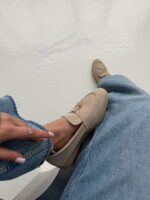 Женские Классические Замшевые Песочные Туфли Лоферы с Декором