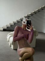 Женский Фиолетово-Желтый Бодистокинг в Сеточку Градиент