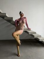 Женский Фиолетово-Желтый Бодистокинг в Сеточку Градиент