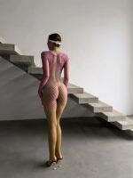 Женский Фиолетово-Желтый Бодистокинг в Сеточку Градиент