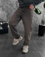 Мужские Серые Джинсы Багги - Свободные Широкие Джинсовые Штаны