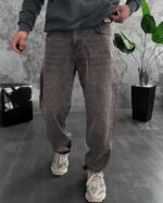 Мужские Серые Джинсы Багги - Свободные Широкие Джинсовые Штаны