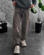 Мужские Серые Джинсы Багги - Свободные Широкие Джинсовые Штаны