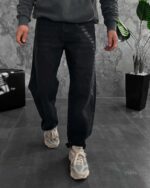 Мужские Черные Джинсы Багги - Свободные Широкие Джинсовые Штаны