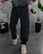 Мужские Черные Джинсы Багги - Свободные Широкие Джинсовые Штаны