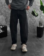 Мужские Черные Джинсы Багги - Свободные Широкие Джинсовые Штаны