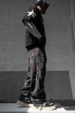 Мужские Графитовые Вареные Джинсы Багги - Рваные Широкие Джинсовые Штаны