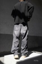 Мужские Серые Вареные Джинсы Багги - Рваные Широкие Джинсовые Штаны