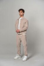 Мужской Бежевый Вельветовый Костюм Свободного Кроя (Рубашка + Брюки)