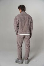 Мужской Вельветовый Костюм Мокко Свободного Кроя (Рубашка + Брюки)