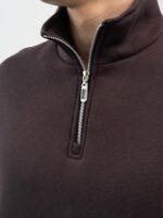 Мужская Хлопковая Коричневая Кофта под Горло на Флисе с Замком на Воротнике