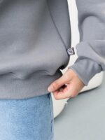 Мужская Хлопковая Серая Кофта под Горло на Флисе с Замком на Воротнике